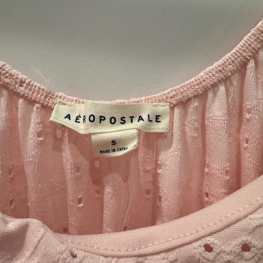 Aeropostale | NWT‎ Pink Eyelet Romper Dress  / Mini Dress- Size Small - Picture 6 of 12